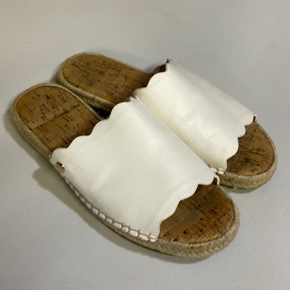 Shoes - White leather slides size 5
